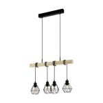 Eglo Lampa Wisząca Townshend 5 Stal Drewno Czarny | IP20 - Nadaje Się Do 4x E27 